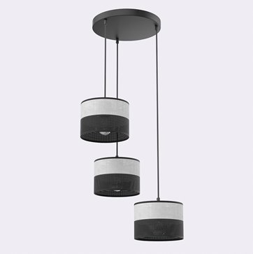 Lampa wisząca KARBON 3 BL GRAY PREMIUM abażur, szara
