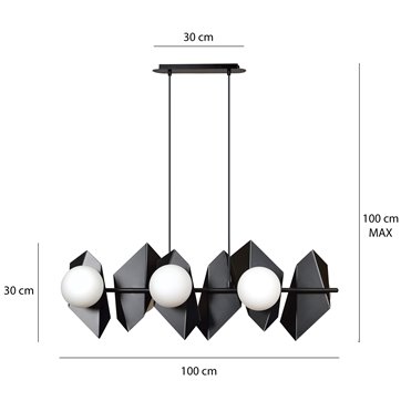 Lampa wisząca DRIFTON 6 BLACK nowoczesna klosz biało/czarna