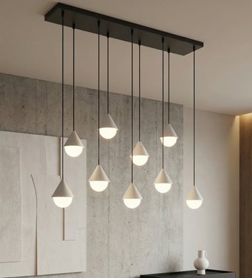 Lampa wisząca GIRO 9 BL WHITE nowoczesna, czarna biała metal