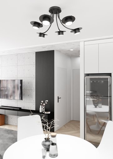 Lampa sufitowa ENSO 6 BL BLACK plafon, czarna, metal, loft