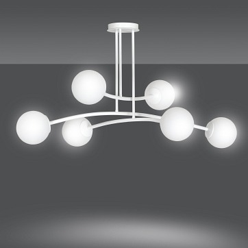 Lampa sufitowa HALLDOR 6 WHITE klasyczna klosz biała