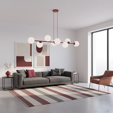 Lampa wisząca MAGNUS 8 BURGUNDY OPAL nowoczesna, klosz