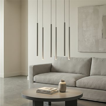 Lampa wisząca SELTER 6 GRAY glamour, sople, szara