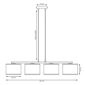 Lampa wisząca KARBON 4 BL GRAY klasyczna, abażur, szara