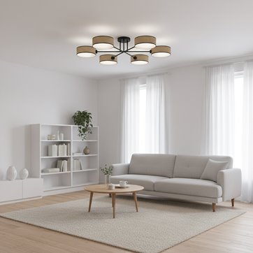Lampa sufitowa MAGA 6 RATTAN plafon, brązowa, abażur