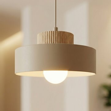Lampa wisząca KIVI 1S MOKKA nowoczesna, beżowa, metal drewno