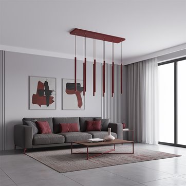 Lampa wisząca SELTER 9 BURGUNDY glamour, sople, burgundowa