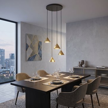 Lampa wisząca ELIT 4 PREMIUM GOLD nowoczesna, złota, salon
