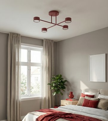 Lampa sufitowa HALO 4 BURGUNDY minimalistyczna, metal