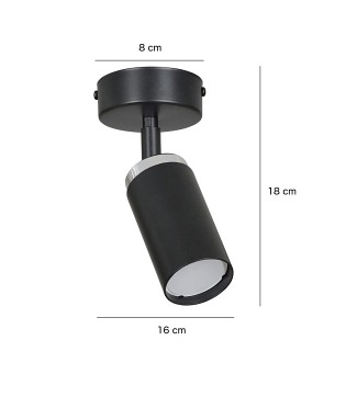 Lampa sufitowa HERA 1 BLACK tuby metal spot czarna