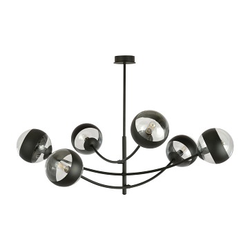 Lampa sufitowa HUNTER 6 BLACK/STRIPE czarna/transparent
