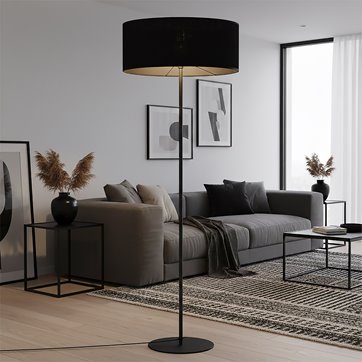 Lampa podłogowa ECO LP1 BLACK klasyczna, czarna, abażur