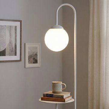 Lampa podłogowa BARI LP1 WH design, stolik, biała