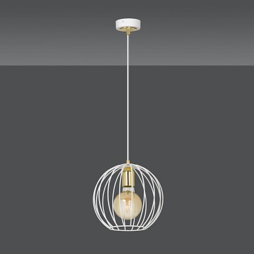 Lampa wisząca ALBIO 1 WHITE nowoczesna, loft, biało/złota