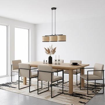 Lampa wisząca ECO 3 BL RATTAN klasyczna, abażur, beżowa