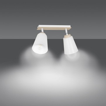 Lampa sufitowa ATLAS 2 WHITE skandynawska, drewno, biała