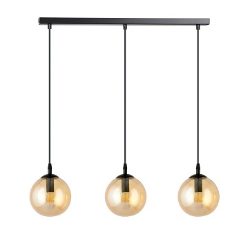 Lampa wisząca COSMO 3 BL MIODOWY loft klosz bursztyn czarna