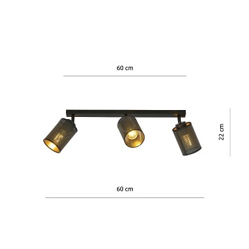 Lampa sufitowa BRONX 3 BLACK nowoczesna, abażur czarno/złoty