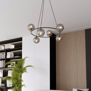 Lampa wisząca AZURA 6 BL GRAFIT wyjątkowa, nowoczesna, szkło