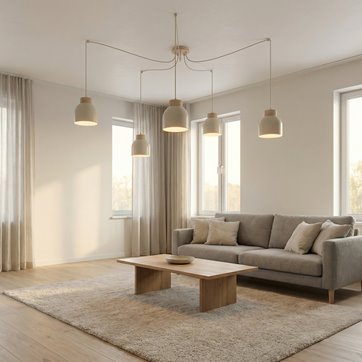 Lampa wisząca KRU 5 MOKKA nowoczesna, beżowa, metal, pająk