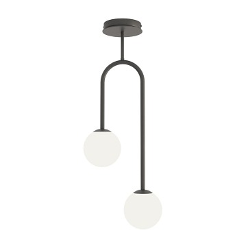 Lampa wisząca ATRIA 2 BL OPAL, design, klosz, biały czarny