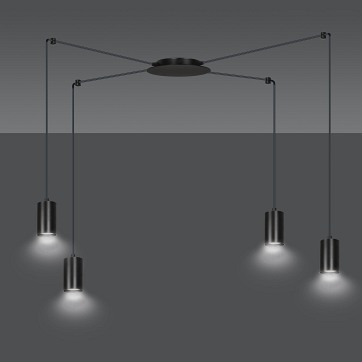 Lampa wisząca TRAKER 4 BL/BLACK nowoczesna, pająk, czarna