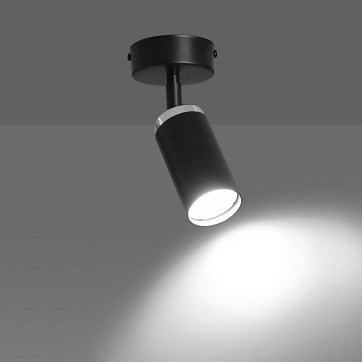 Lampa sufitowa HERA 1 BLACK tuby metal spot czarna