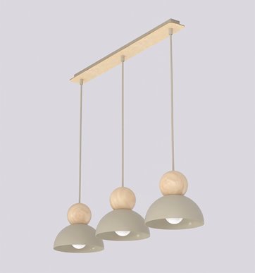 Lampa wisząca KAKI 3 MOKKA nowoczesna, beżowa, metal drewno