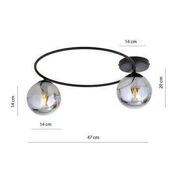 Lampa sufitowa SOPRA 2 BL GRAFIT plafon klosze czarna/grafit