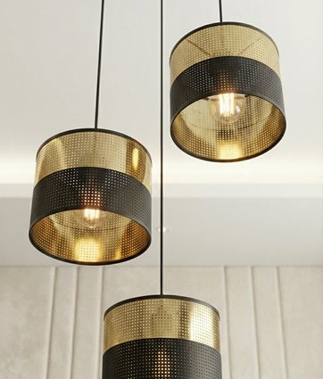 Lampa wisząca LUX 3 BL GOLD PREMIUM abażur, czarny, złoty