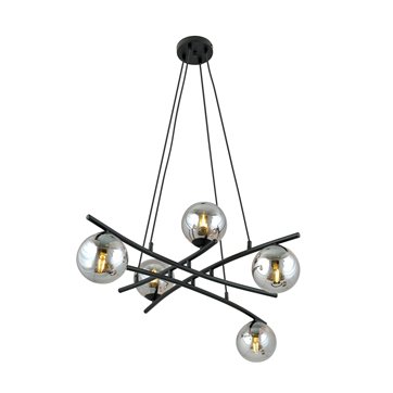 Lampa wisząca ESSA 5 GRAFIT klosze kule DESIGN czarna/grafit