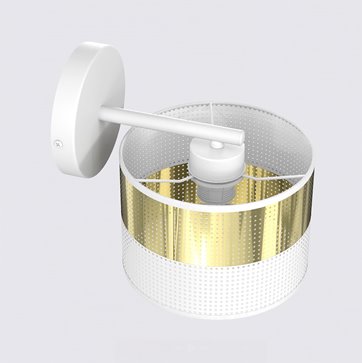 Kinkiet LUX K1 WH GOLD klasyczny, abażur, biały, złoty