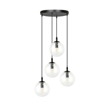 Lampa wisząca COSMO 4 BL PREMIUM TRANSPARENT szkło, czarna