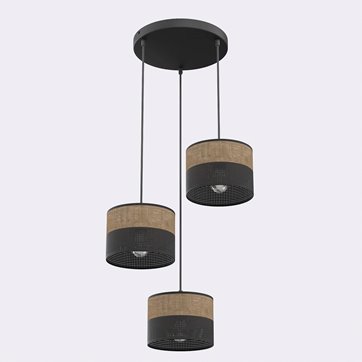 Lampa wisząca KARBON 3 BL BROWN PREMIUM abażur, brązowa