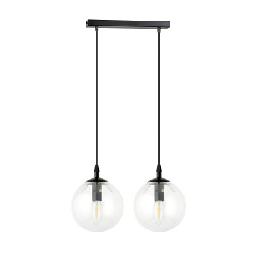Lampa wisząca COSMO 2 BL TRANSPARENT loft, klosz, czarna