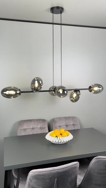 Lampa wisząca PANDORA 6 BL MIODOWY klosze czarny/bursztyn