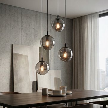 Lampa wisząca COSMO 4 BL PREMIUM GRAFIT loft, klosze, czarna