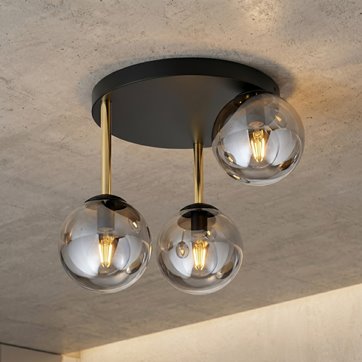Lampa sufitowa DOLCE 3 BL GRAFIT plafon czarny/złoty/grafit