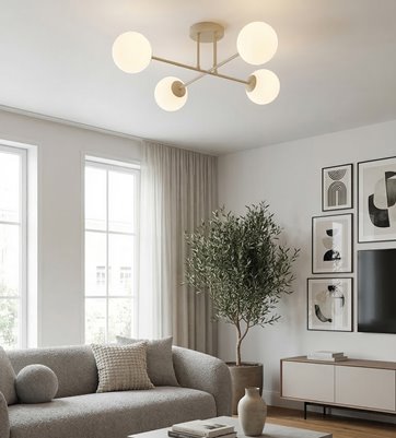 Lampa sufitowa ROMA 4 MOKKA OPAL nowoczesna, klosz, beżowa