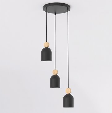 Lampa wisząca MESI 3PREM BLACK nowoczesna, czarna, metal