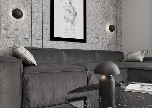 Lampka nocna MUSH LN2 BL BLACK metal, czarna, loft