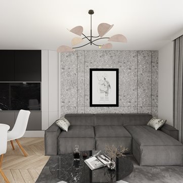Lampa sufitowa LOTUS 6 BL GRAY abażury, czarna, szara