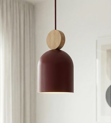 Lampa wisząca MESI 3 BURGUNDY nowoczesna, metal, drewno