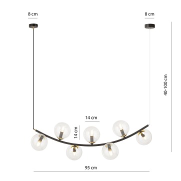 Lampa wisząca RITZ 7 BL TRANSPARENT nowoczesna, regulowana