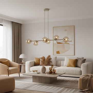 Lampa wisząca MAGNUS 6 MOKKA AMBER nowoczesna, klosz miodowa