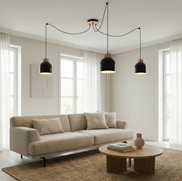 Lampa wisząca KRU 3 BLACK nowoczesna, czarna, metal, pająk