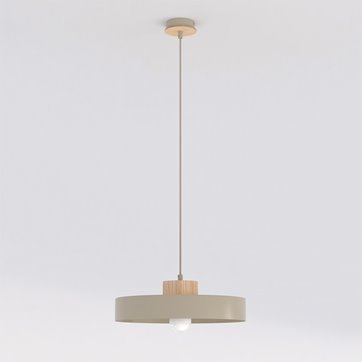 Lampa wisząca KIVI 1L MOKKA nowoczesna, beżowa, metal drewno