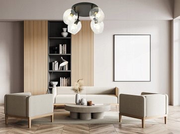 Lampa sufitowa FLOW 4 TRANSPARENT loft klosz czarna