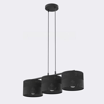 Lampa wisząca KARBON 3 BLACK klasyczna, abażur, czarna