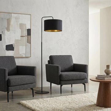 Lampa podłogowa HILDE LP1 BL BLACK abażur welur czarny